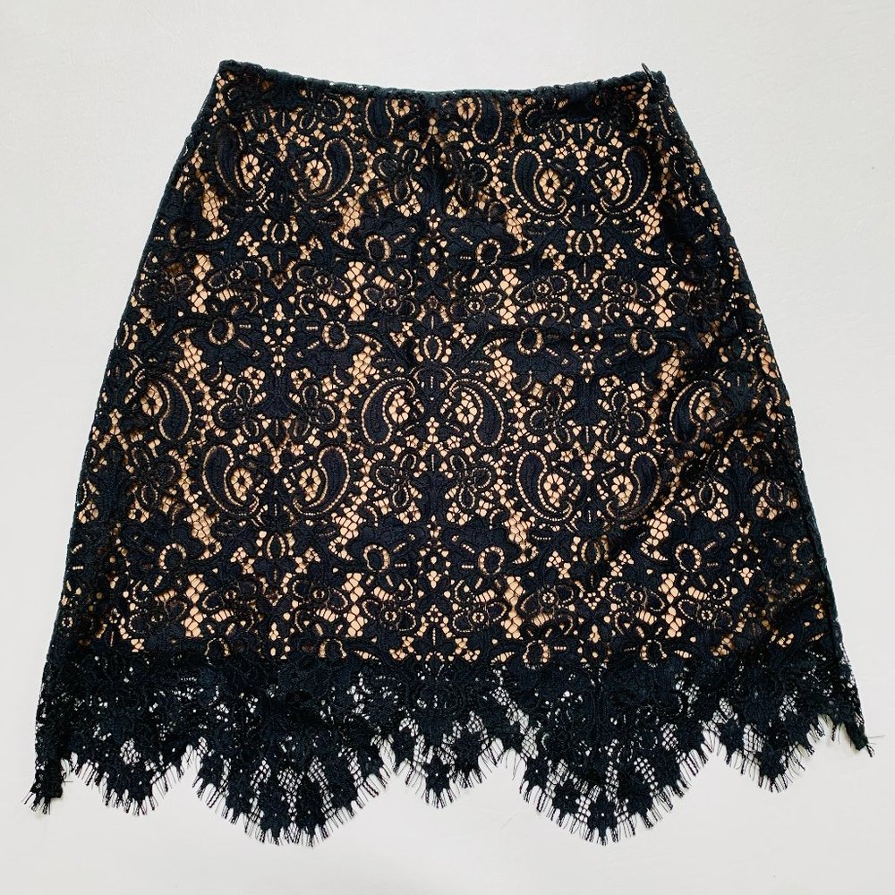 FOR LOVE AND LEMONS BLACK LACE PENCIL MINI SKIRT SMALL